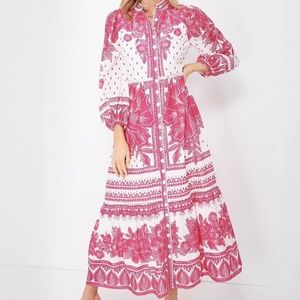 FARM Rio Pink and White Maxi Dress